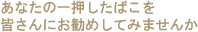 あなたの一押したばこを皆さんにお勧めしてみませんか